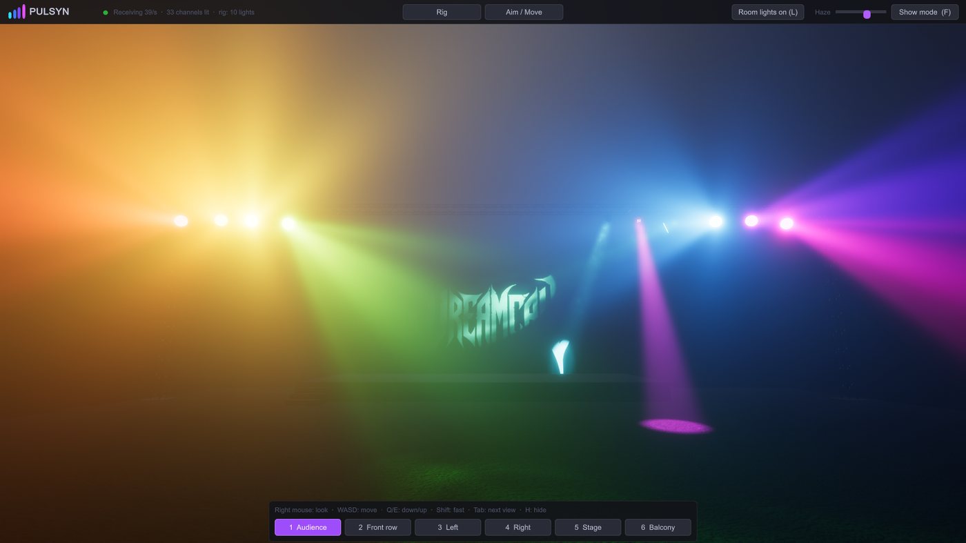 Pulsyn Simulator showing a stage with lights